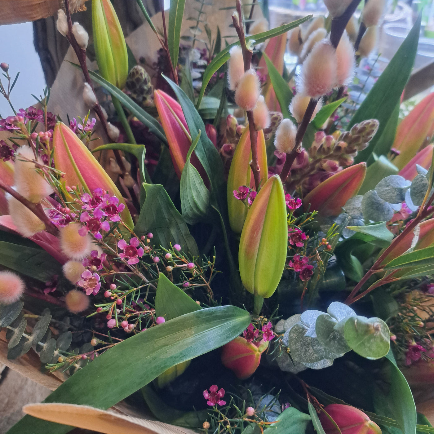 All Lily and Wax Flower Bouquet