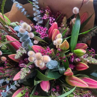 All Lily and Wax Flower Bouquet
