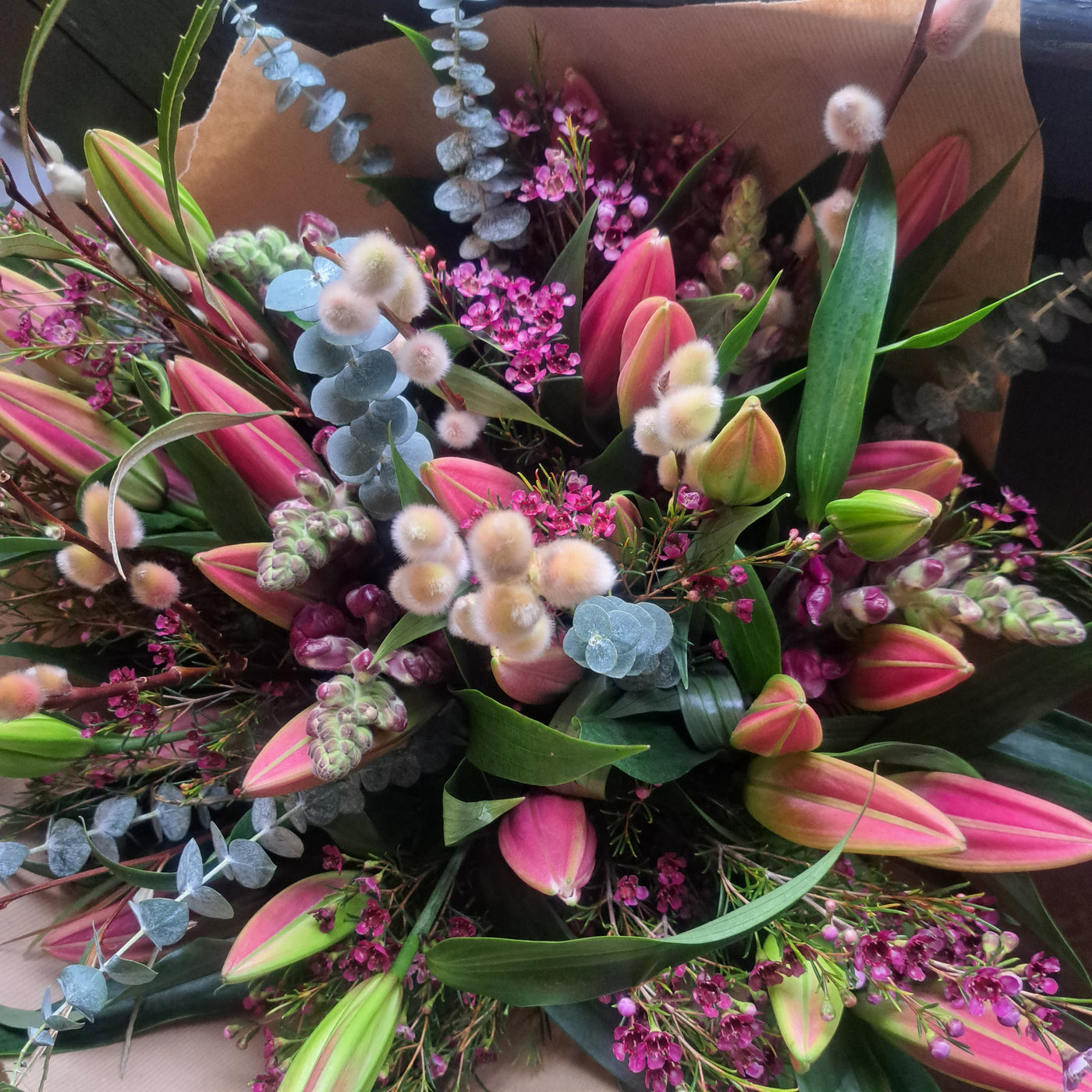 All Lily and Wax Flower Bouquet