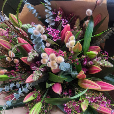 All Lily and Wax Flower Bouquet