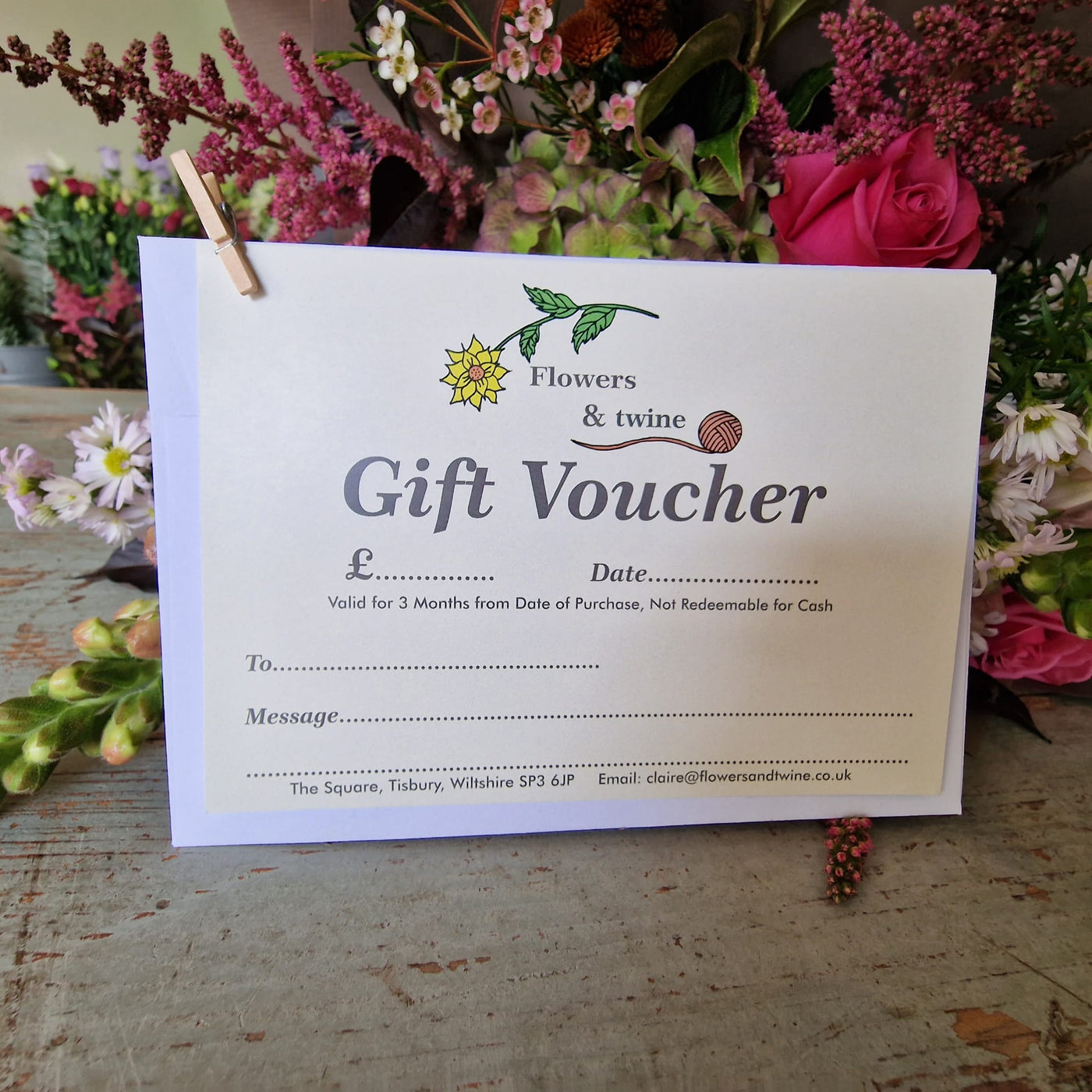 Flowers and twine gift vouchers