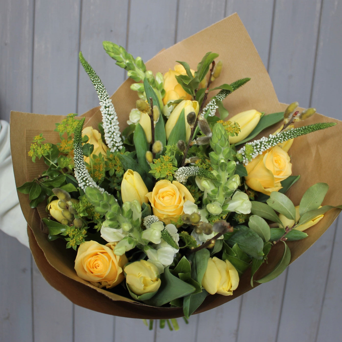 Classic  Posy in yellows and creams.
